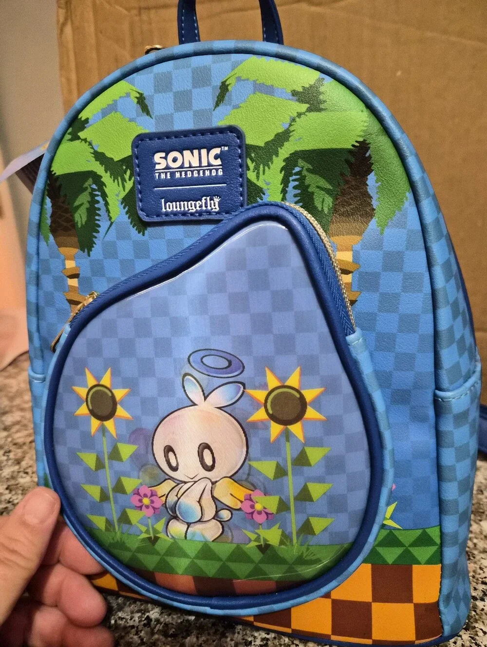 Loungefly Blue Sonic The Hedgehog Mini Backpack with Sunflower Artwork